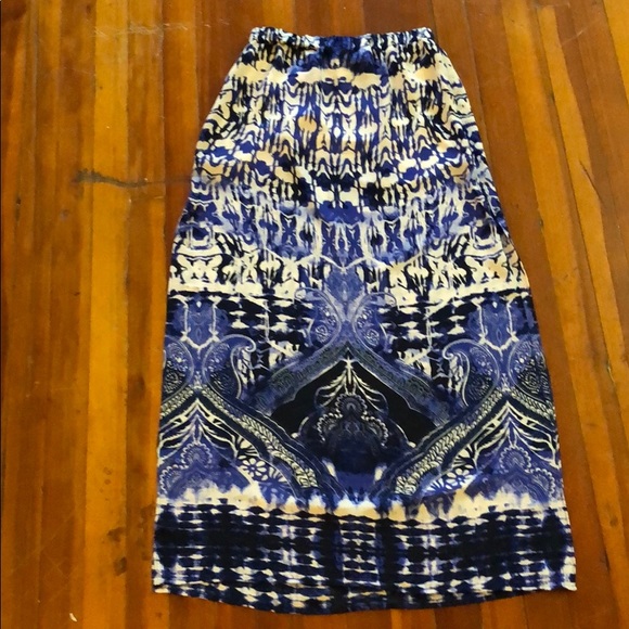 Blue / White Patterned Maxi Skirt - Picture 2 of 4